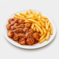 46. Currywurst mit Pommes