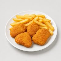 53. 4 Stück Crispy Nuggets mit Pommes