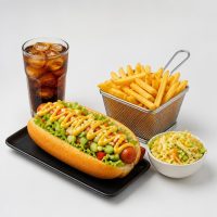 Garten-Hotdog mit Fritten Menü