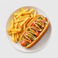HD2. Garten-Hotdog mit Fritten